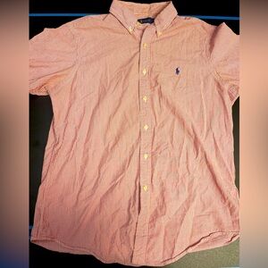 Ralph Lauren Large 100% Cotton Men’s Red and White Button Down Striped Tee